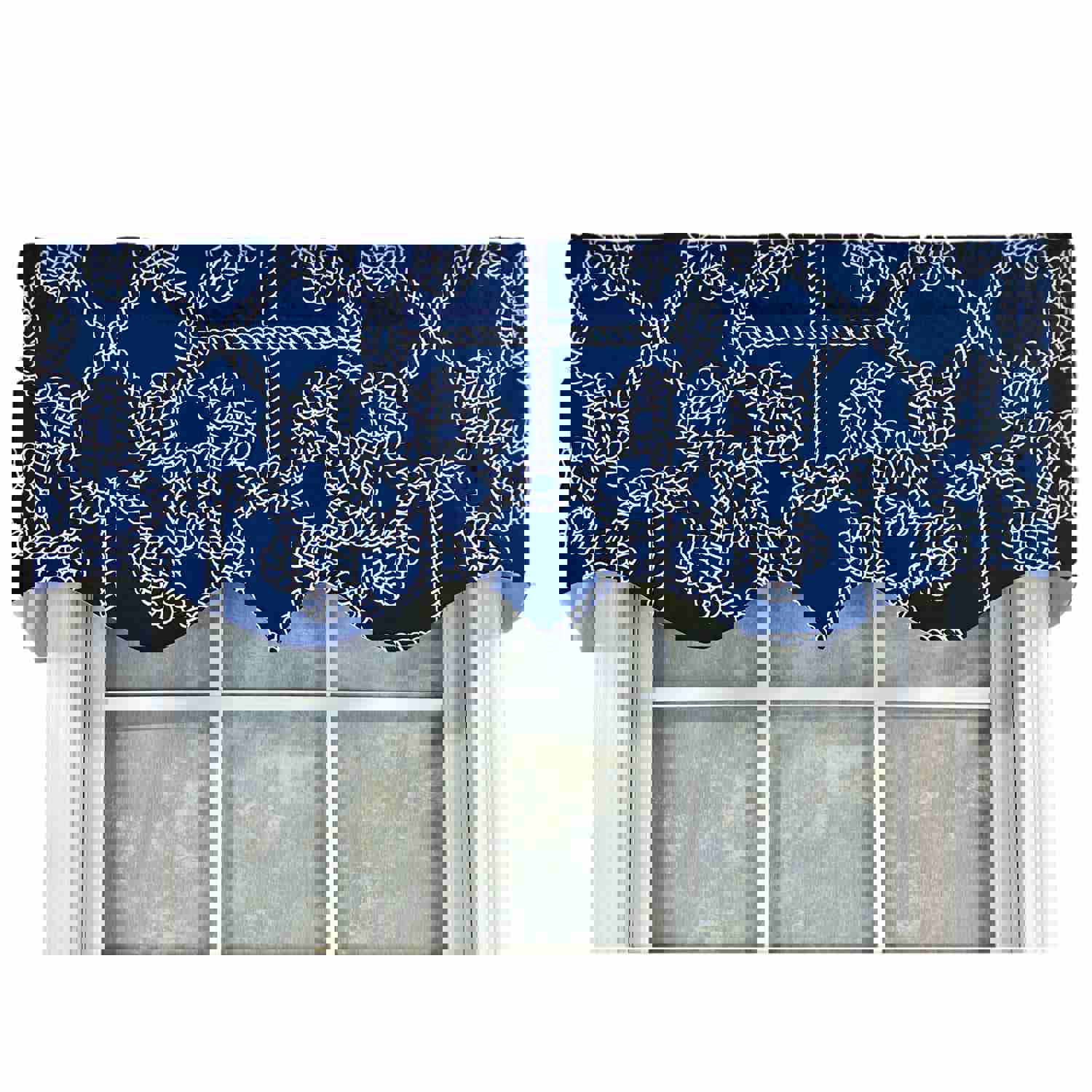 Ralph Lauren Ruffled Provance 3 Rod Pocket Valance 50 x 17 Blue by RLF Home