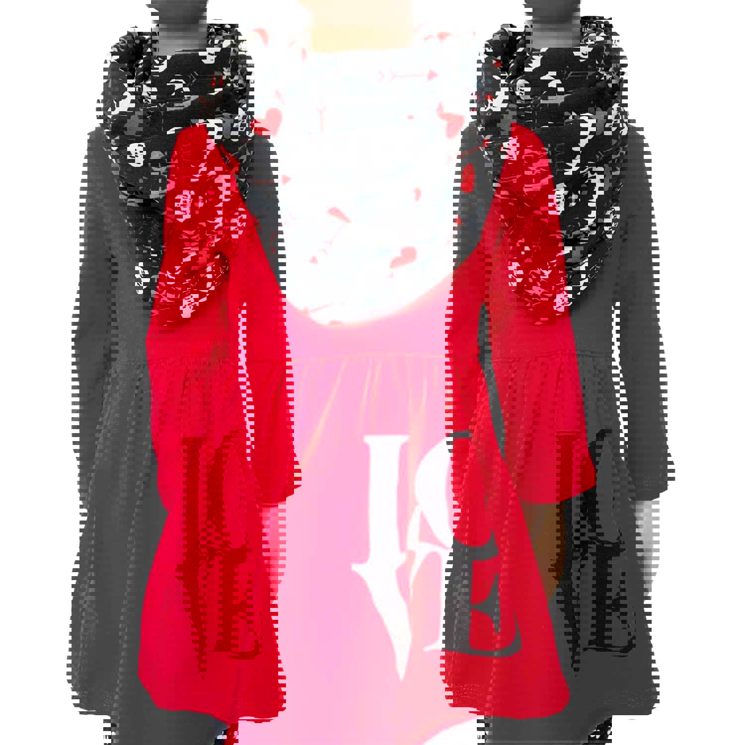 AL Limited Girls Valentines Day LOVE Red Long Sleeve Tunic Leggings & Scarf Clothing Set