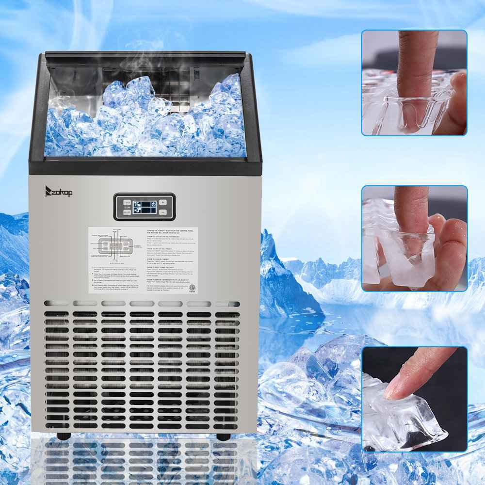 Segmart Commercial Ice Machine - 99lbs/24h, 33lbs Storage, Stainless Steel