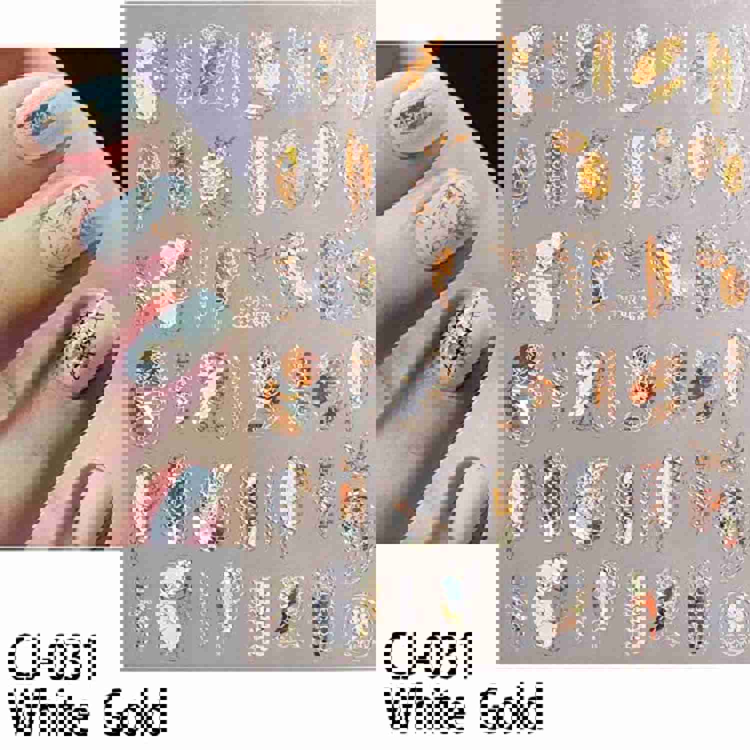 6 Sheets 3D Flower Nail Art Stickers - Gold, White, Bronzing Designs for Spring & Summer DIY Nail Decor