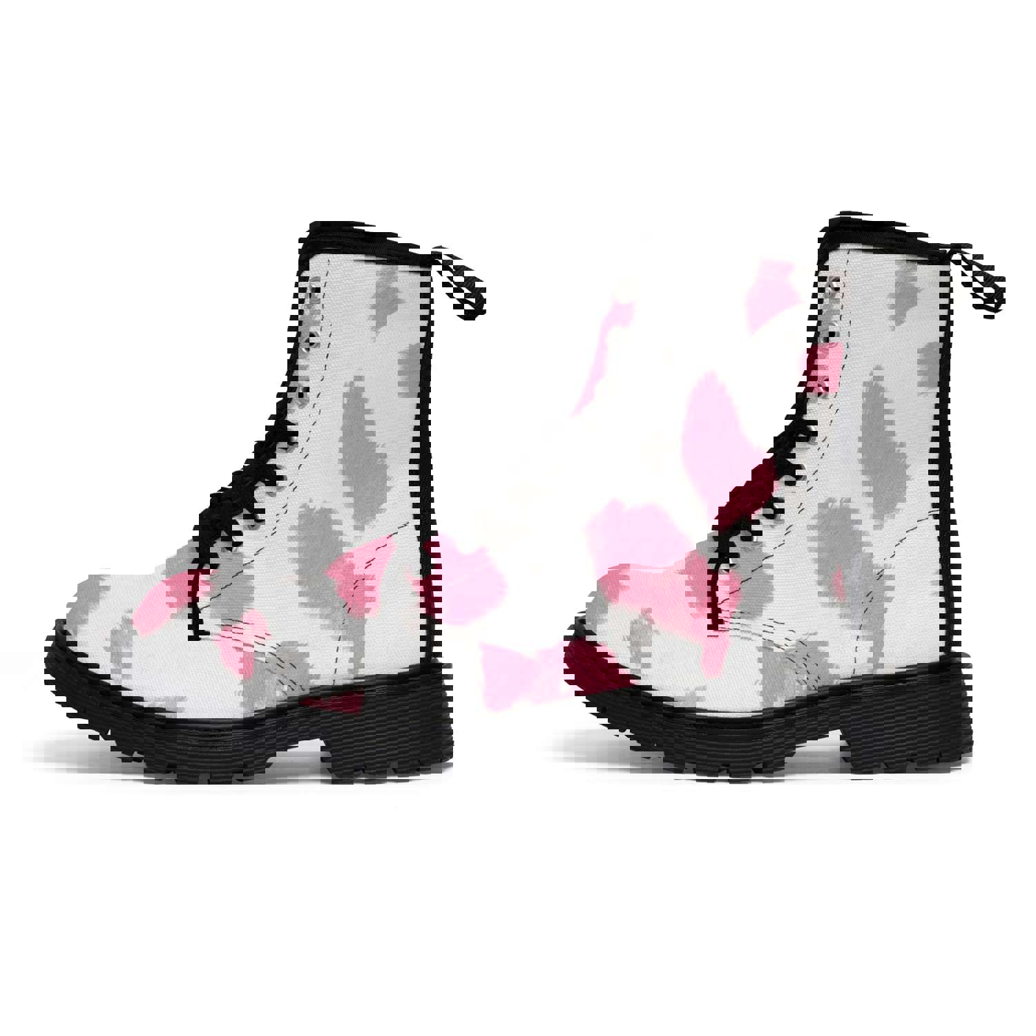 Pink Cow Print Canvas Boots for Women