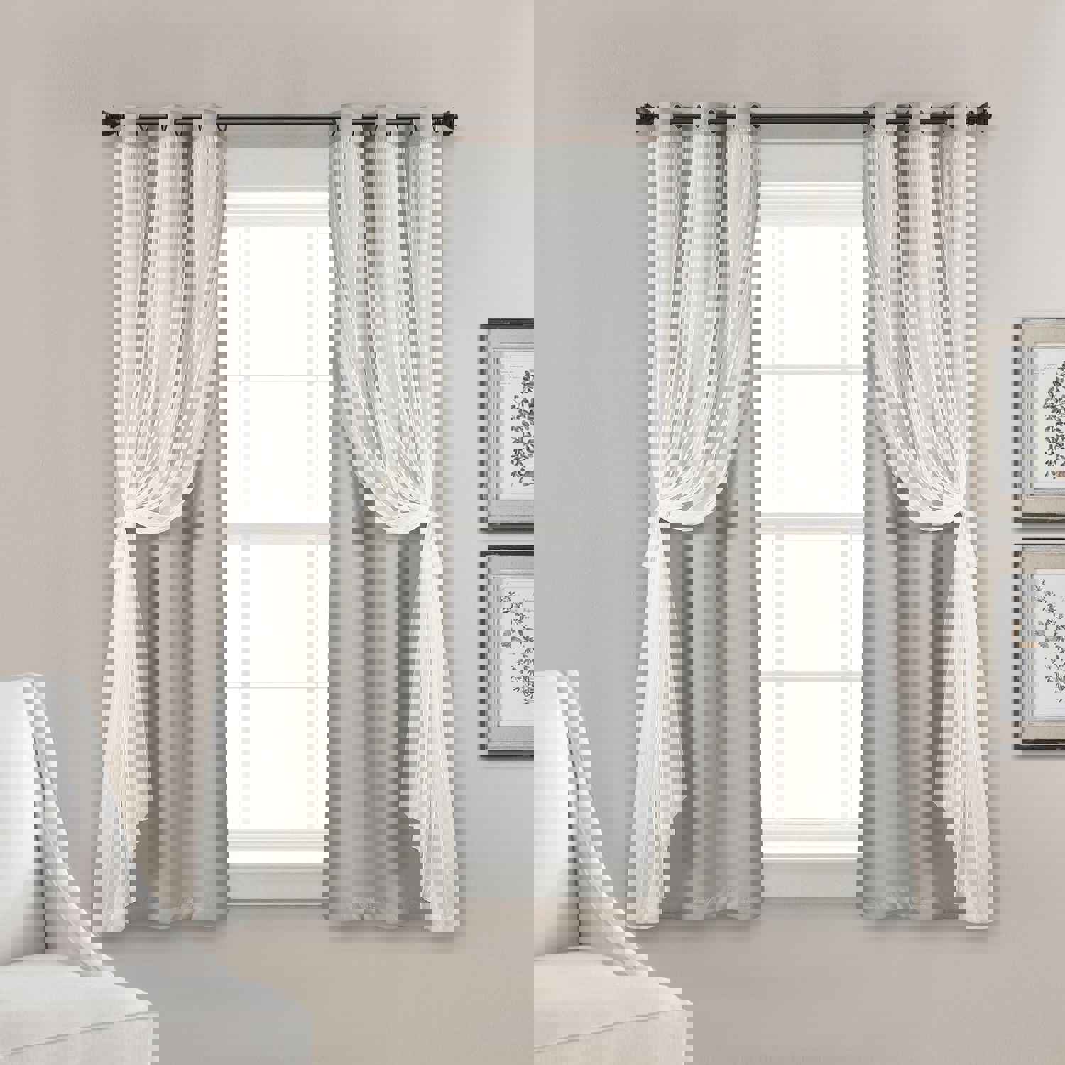 Grommet Sheer With Insulated Blackout Lining Curtain Panel Set