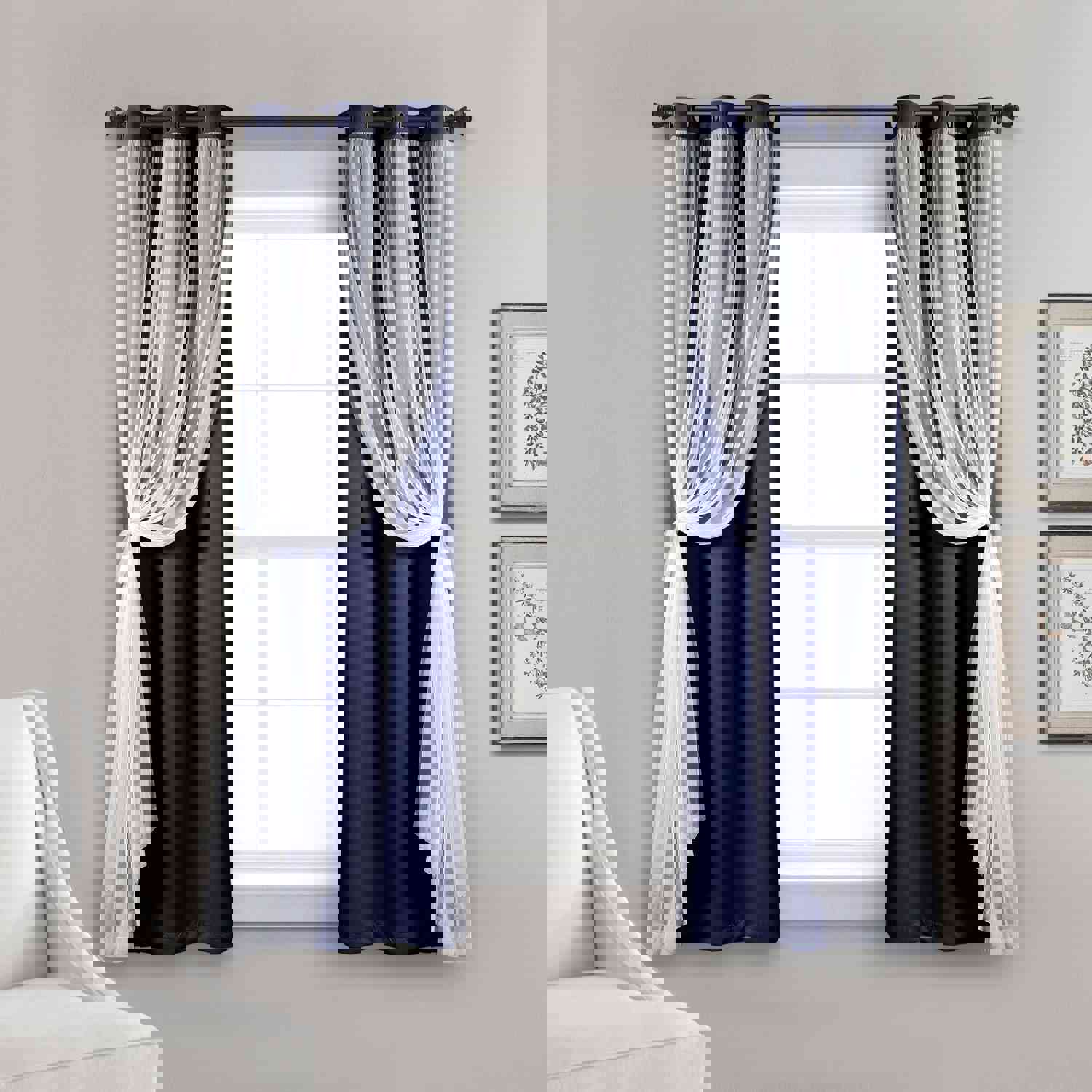 Grommet Sheer With Insulated Blackout Lining Curtain Panel Set