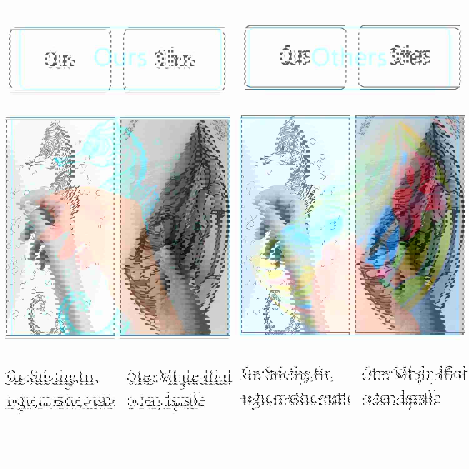 Craspire PVC Wall Sticker Set, Sea Horse Pattern, 4 Styles for Window or Stairway Decoration
