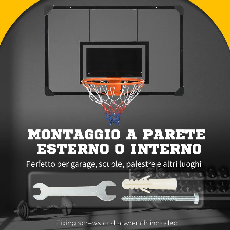 Soozier Wall Mounted Basketball Hoop with Shatterproof Backboard and All-Weather Net
