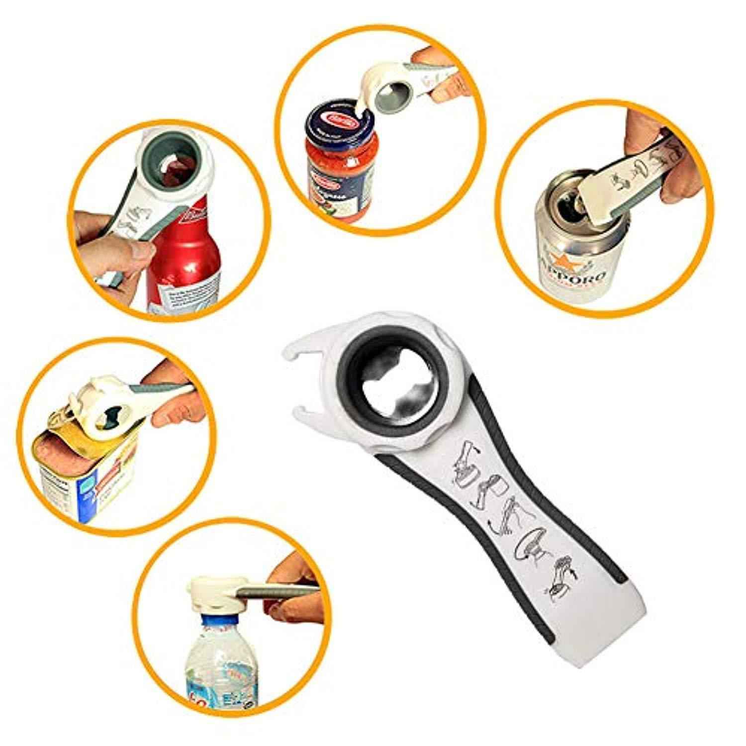 Pack of 2 Multi Jar Opener - 5 in 1 and 6 in 1 Bottle Can Opener for Effortless Kitchen Use