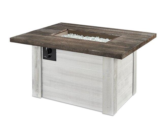 OGC Alcott Rectangular Gas Fire Pit Table with Modern Farmhouse Design