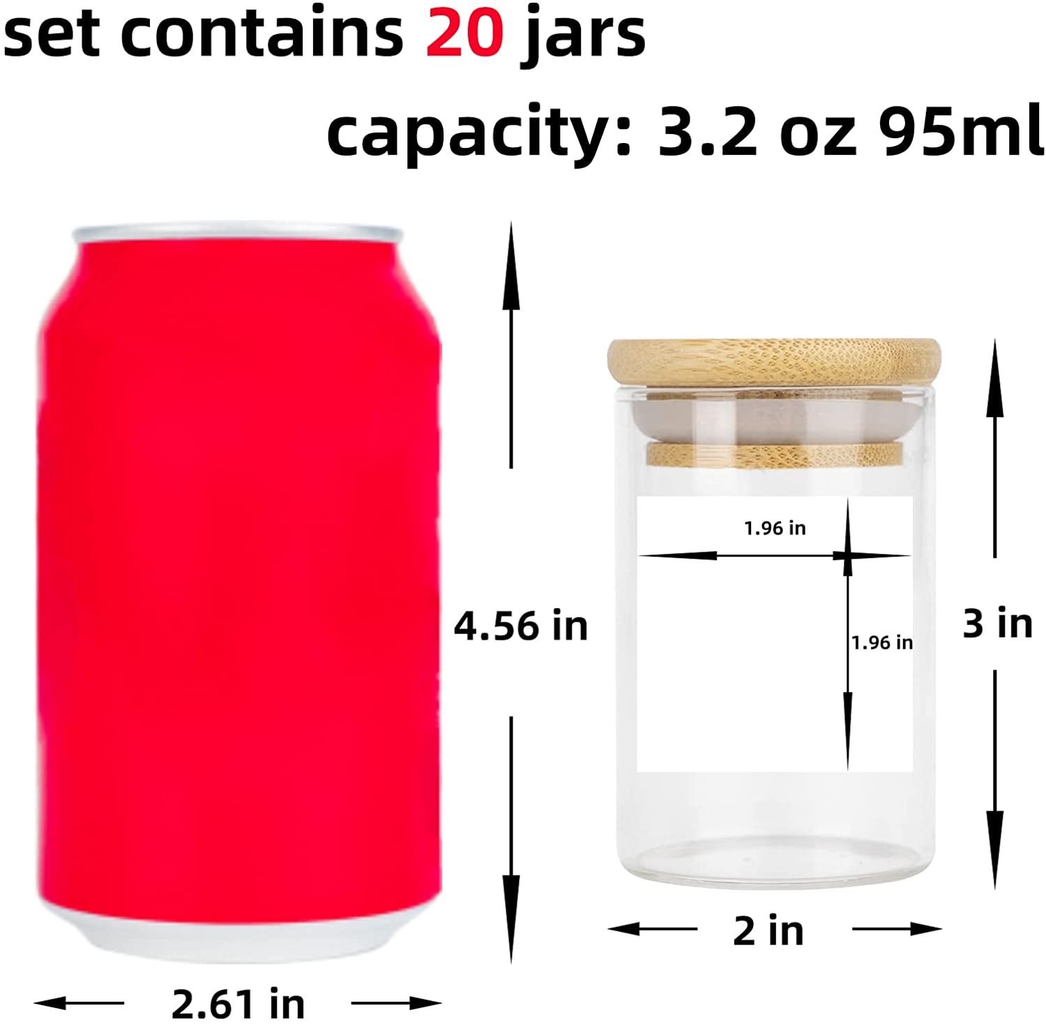 DIMBRAH 20 Pack Glass Spice Jars Set with Bamboo Lids and Preprinted Labels