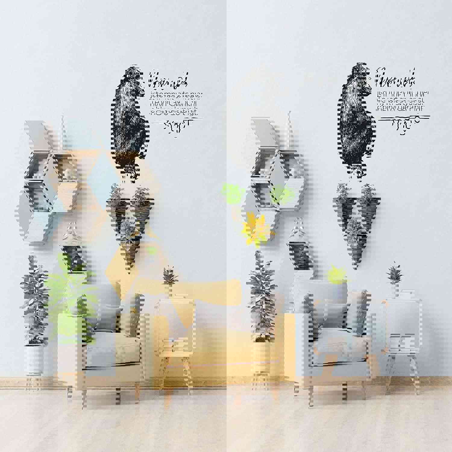 Animal Life Quote Vinyl Wall Sticker Decal - Never Work Monkey Motivation Quote