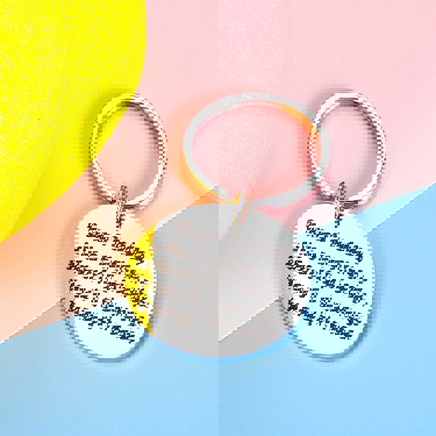 Personalized Fathers Day Keychain Gift for Dad from Daughter Son Kids