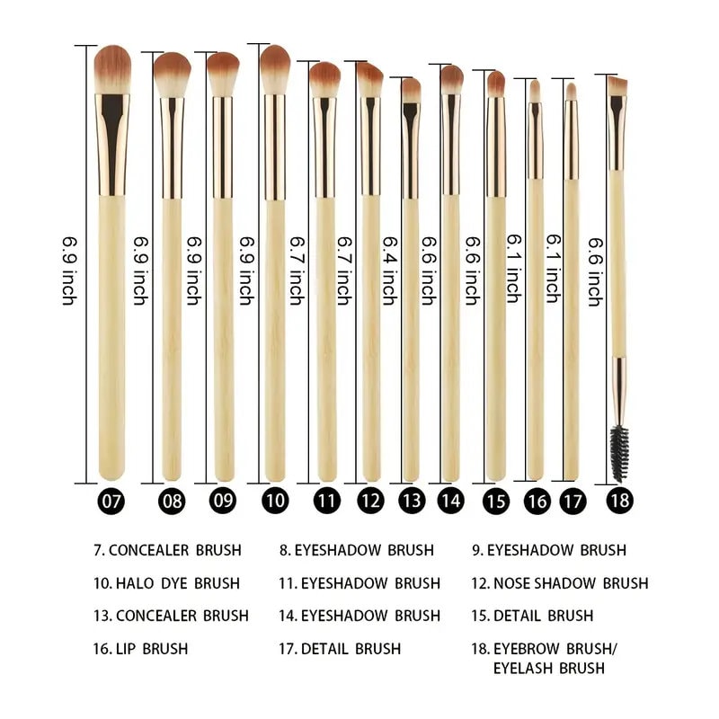 18pcs Beauty Professional Makeup Brushes Set - Foundation, Powder, Blending, Concealer, Eye Shadows & Blush