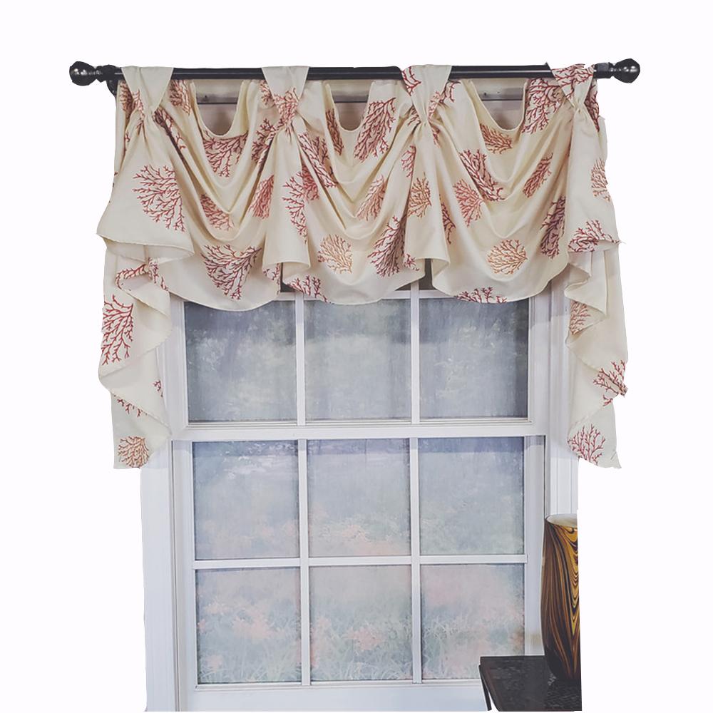 RLF Home Luxurious Modern Design Classic Deep-Sea Victory Swag 3-Scoop Window Valance 50 x 25