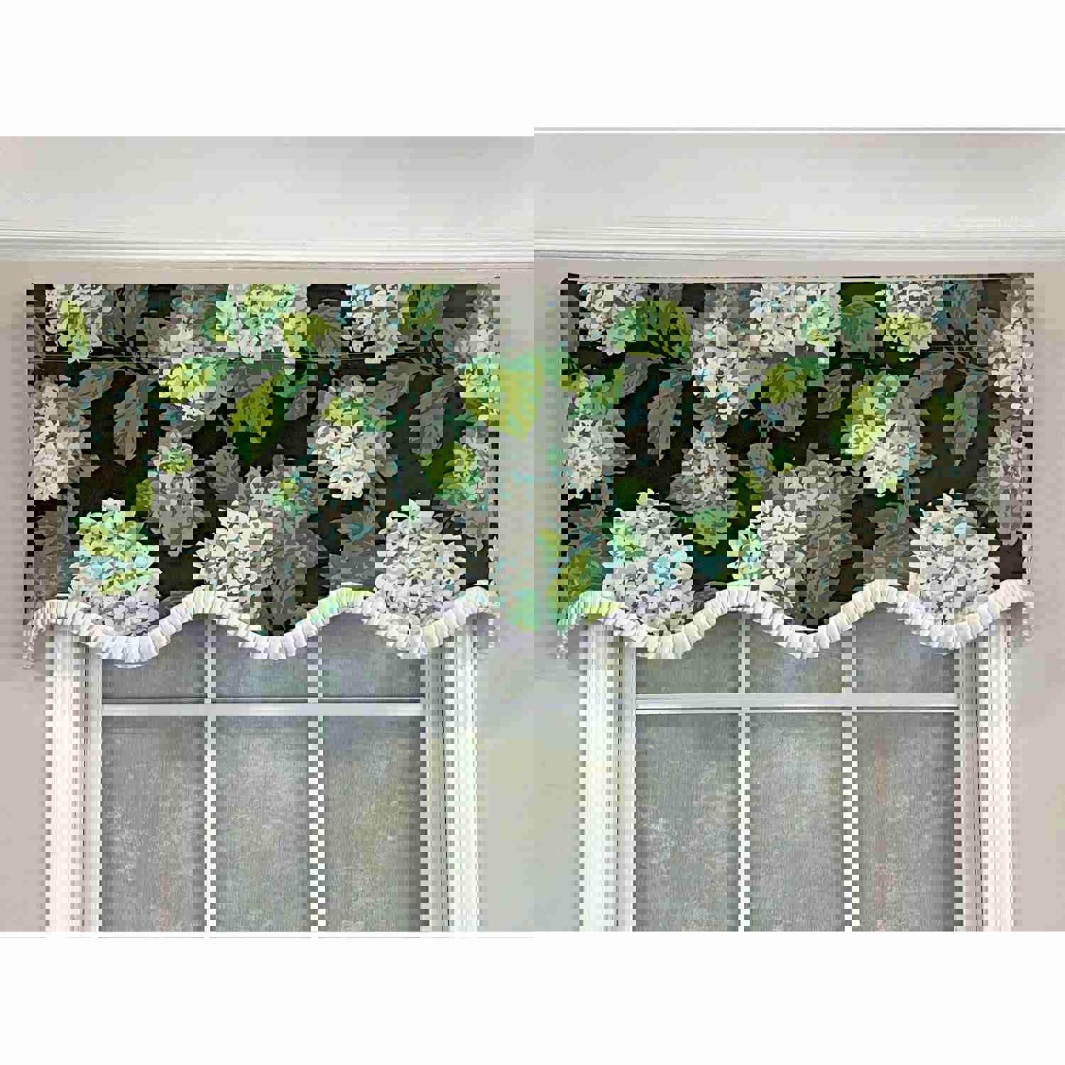 Hydrangea Ruffled Provance Valance 3in Rod Pocket 50in x 17in by RLF Home