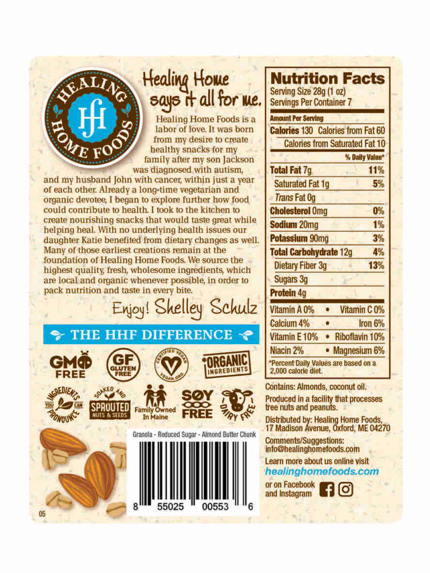 Organic Almond Butter Chunk Granola - Reduced Sugar, Gluten Free
