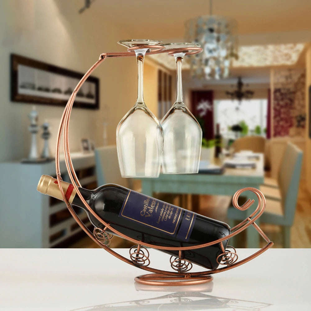 Vintage Metal Wine Glass Holder - Hanging Bar Storage Rack for Home Decoration