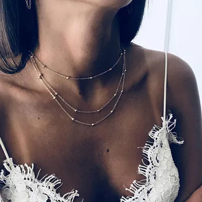 New Double Layer Bohemian Necklace for Women with Heart Pendant