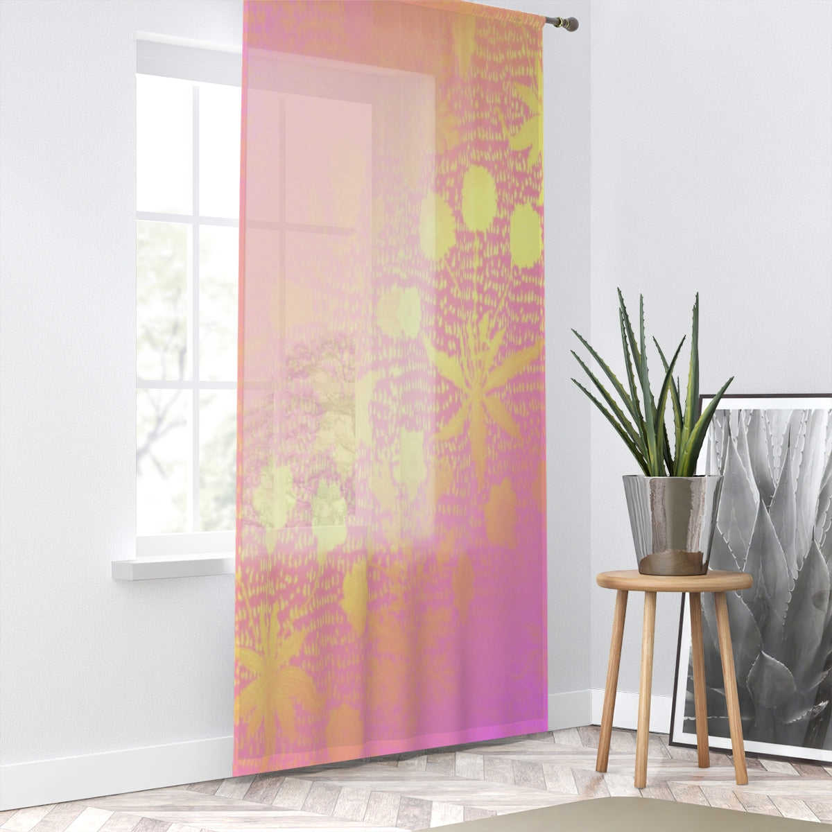 ROSE FLOWER BROCADE PRINT - SHEER Window Curtain
