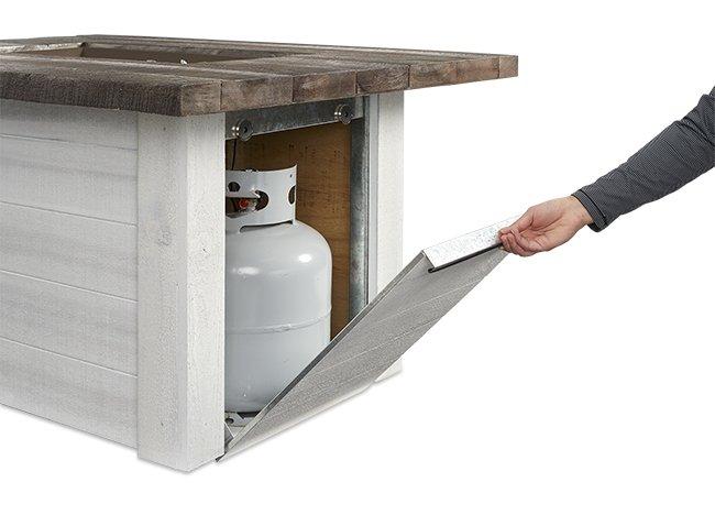OGC Alcott Rectangular Gas Fire Pit Table with Modern Farmhouse Design