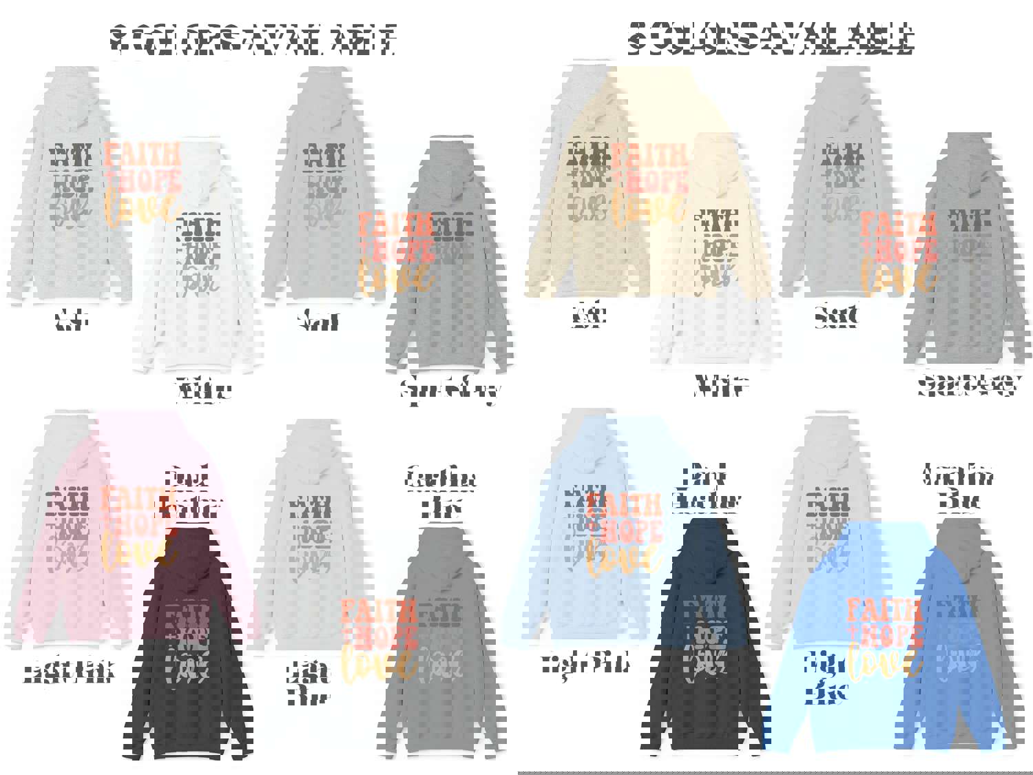 Faith Hope Love Hoodie - Christian Hooded Sweatshirt | 1 Corinthians 13:13