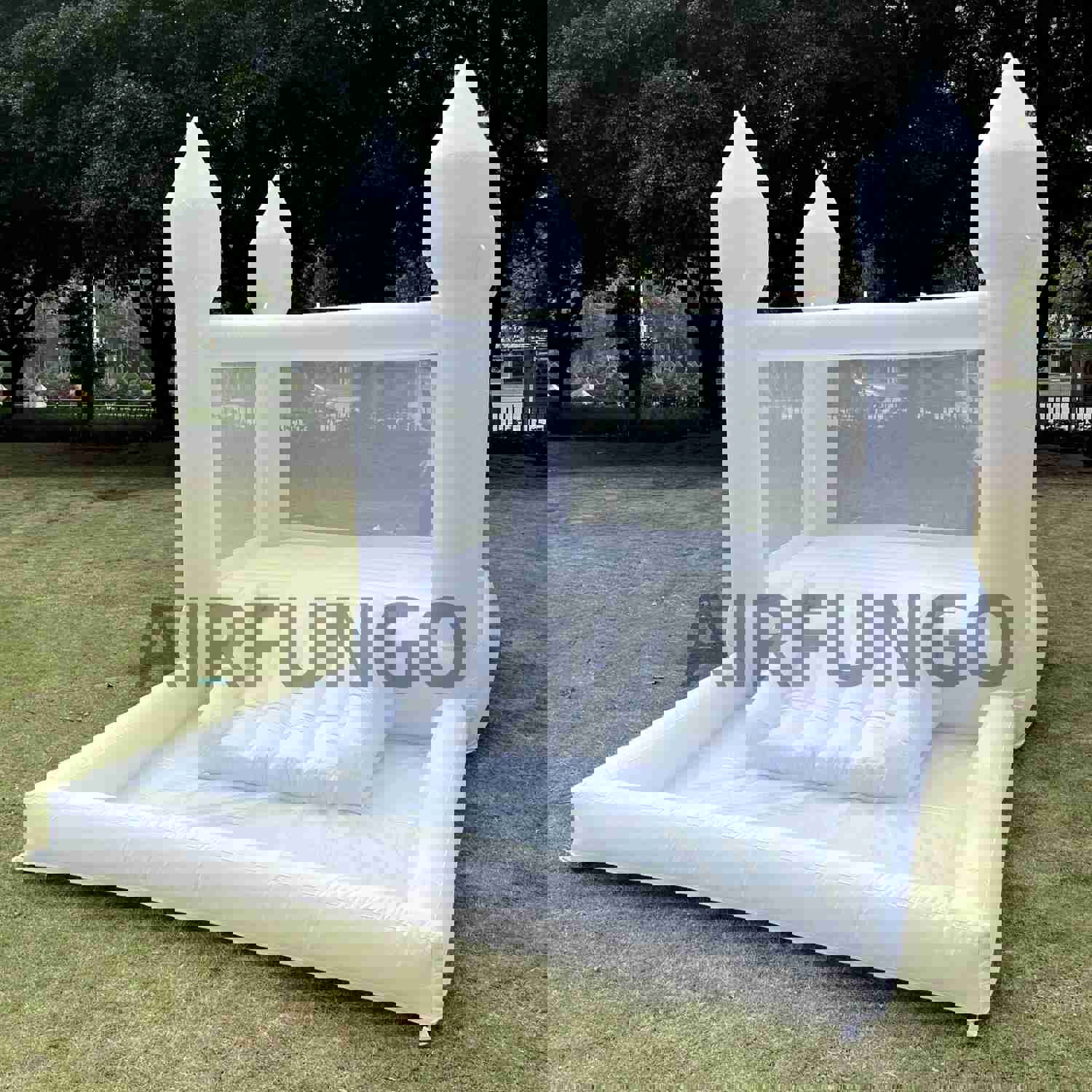 Used Soft Play Inflatable White Bounce House With Slide and Ball Pit