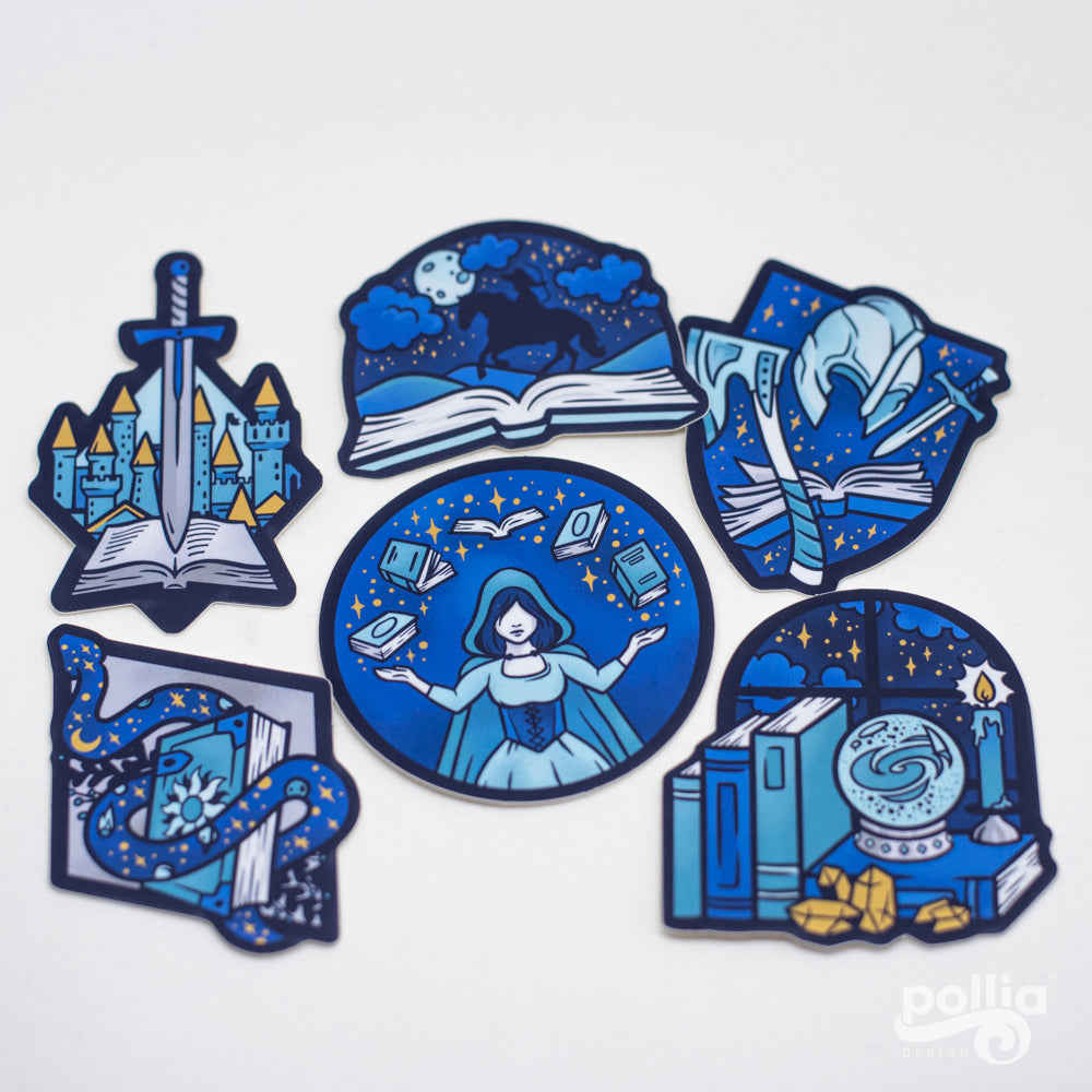 Bookish & Beyond Stickers - Glossy Vinyl with Gold Accents