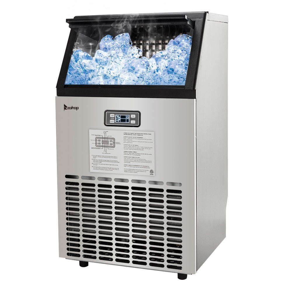Segmart Commercial Ice Machine - 99lbs/24h, 33lbs Storage, Stainless Steel