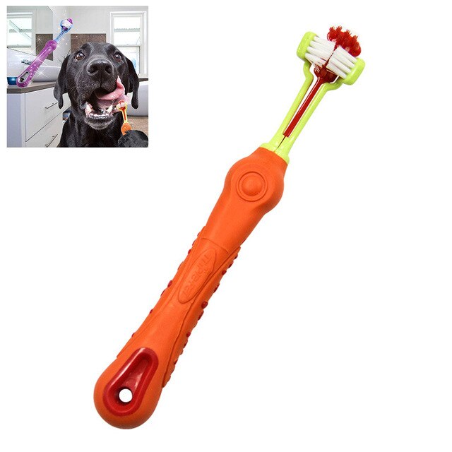 Three-head Pet Dog Toothbrush - Dog Teeth Care and Cleaning Supplies for Pets