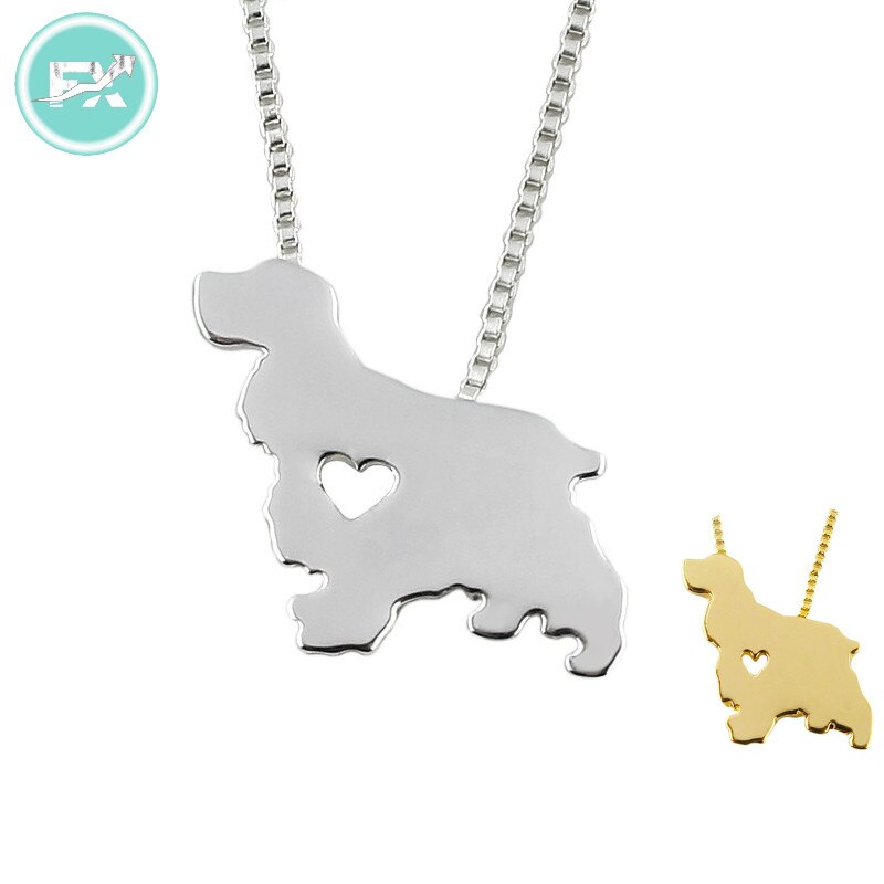 G.SKY Cocker Spaniel Dog Necklace - Buy One Get One Free, Golden Plated Animal Pendant Jewelry