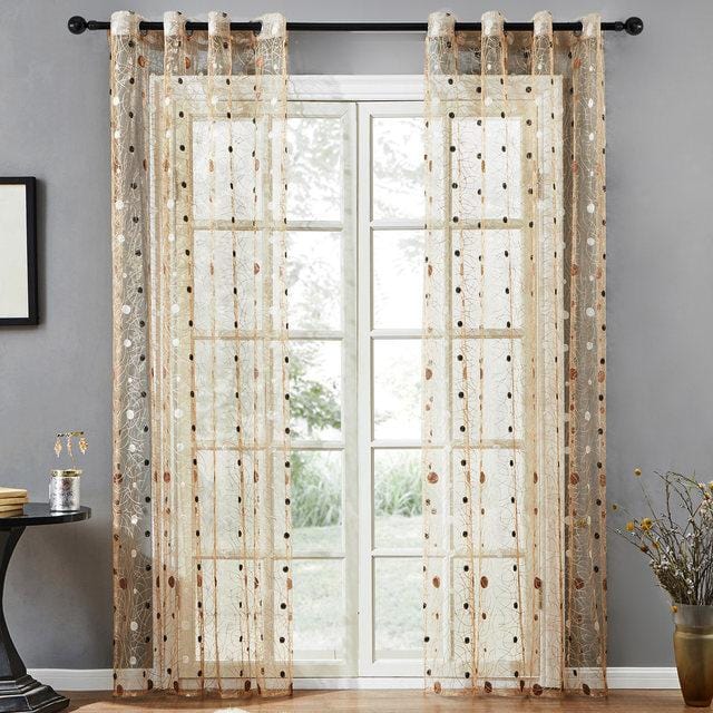 Birds Nest Brown Sheer Curtain - Privacy & Light Balance