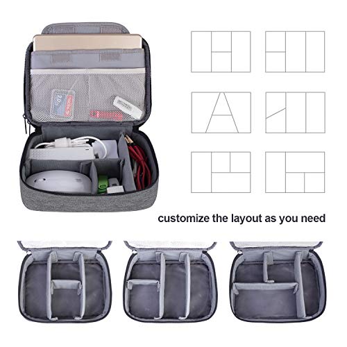 BUBM Double Layer Electronic Organizer for Travel Gadgets (Medium, Denim Gray)