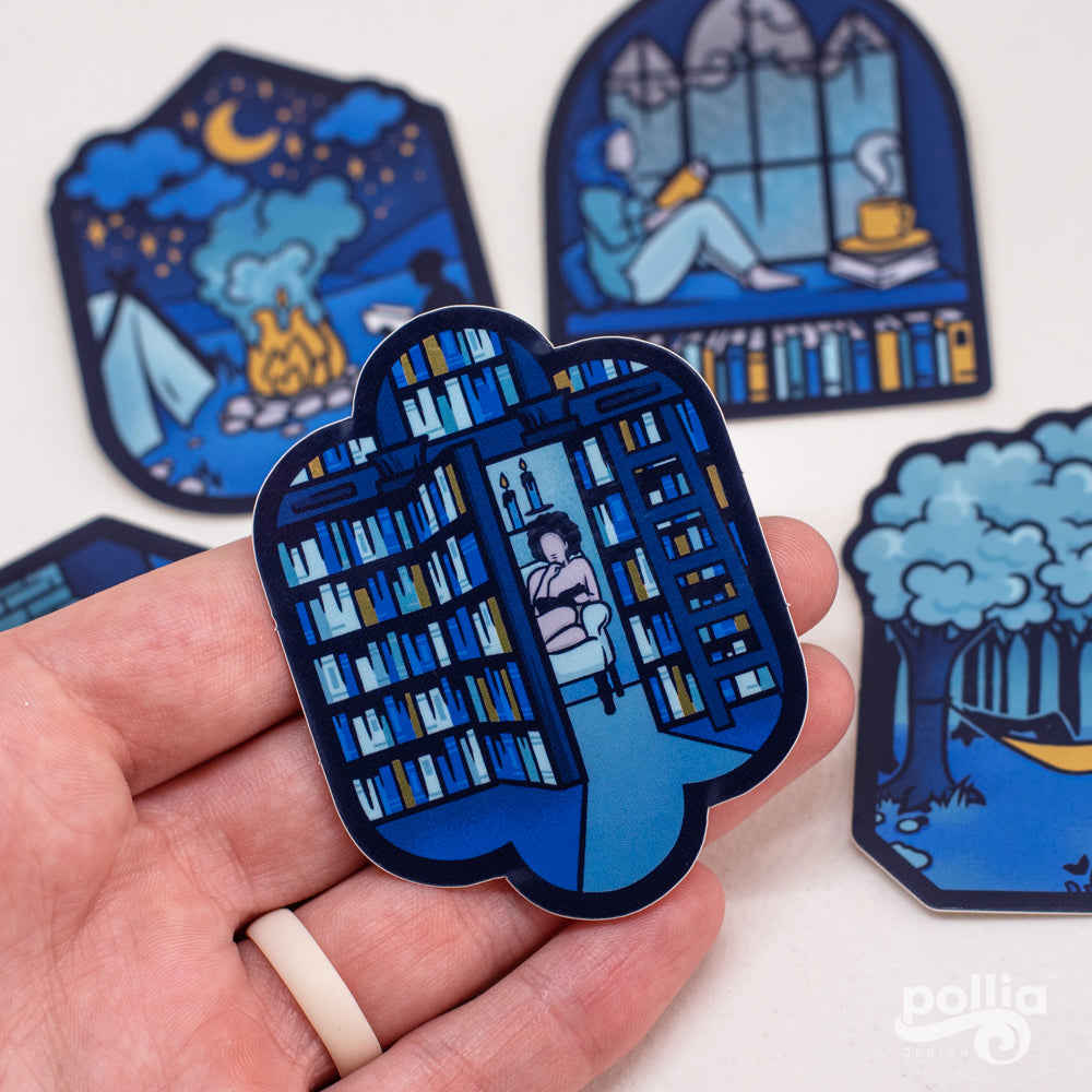 Bookish & Beyond Stickers - Glossy Vinyl with Gold Accents