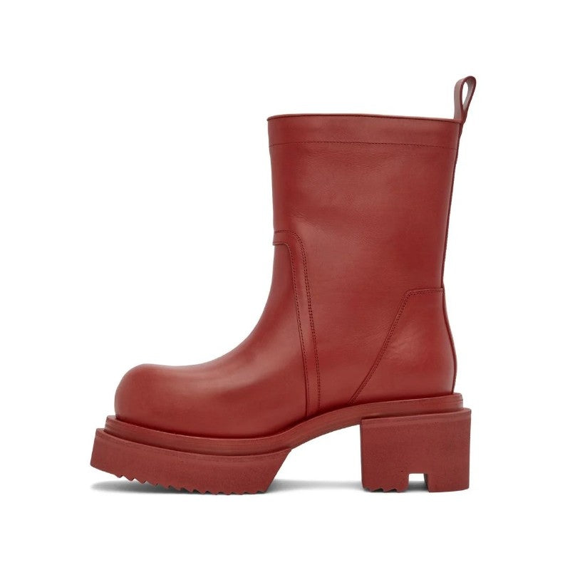 Men's Thick Sole Cowboy Boots with Round Toe and Lace-Up Design