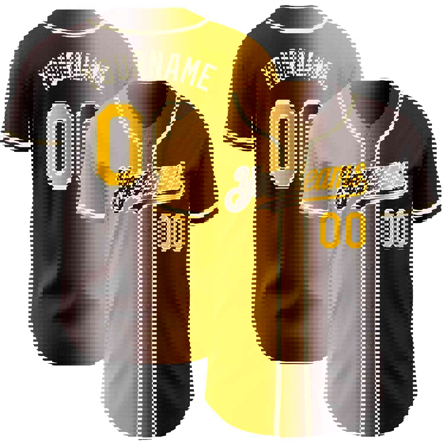 Custom Brown Gold-Cream Authentic Gradient Fashion Baseball Jersey