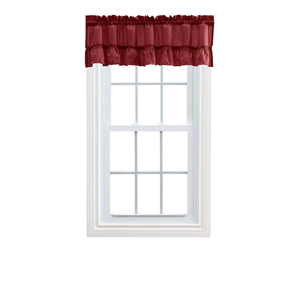 Ellis Stacey 1.5 Rod Pocket High Quality Fabric Solid Color Window Ruffled Filler Valance 54x13 Merlot