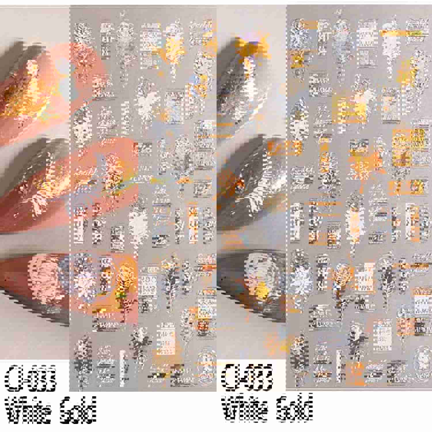 6 Sheets 3D Flower Nail Art Stickers - Gold, White, Bronzing Designs for Spring & Summer DIY Nail Decor