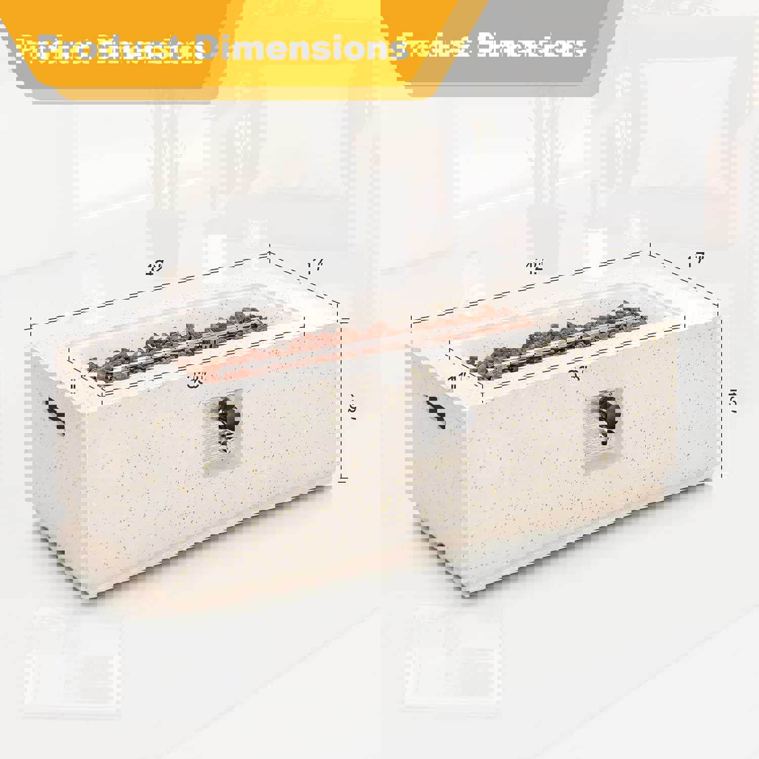 Tangkula 50,000 BTU Outdoor Fire Pit Table, 42 Rectangle Terrazzo Propane Gas Fire Table with Auto-Ignition