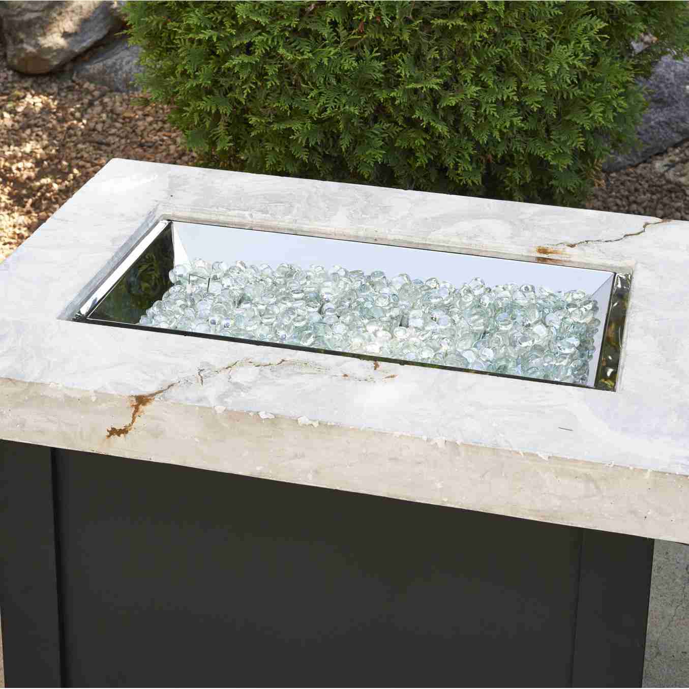 The Outdoor GreatRoom Company Providence 32-Inch Rectangular Propane Gas Fire Pit Table - White