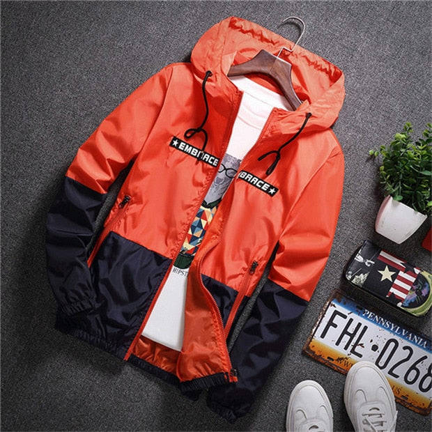 NaranjaSabor 2020 Men's Fashion Patchwork Hooded Jacket - Slim Fit, Multiple Colors & Sizes