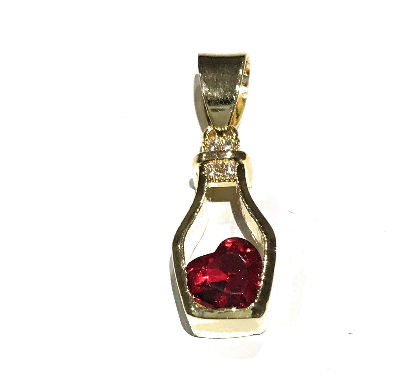 Heart in a Bottle Pendant CZ Micro Pave Jewelry Supplies for Jewelry Making