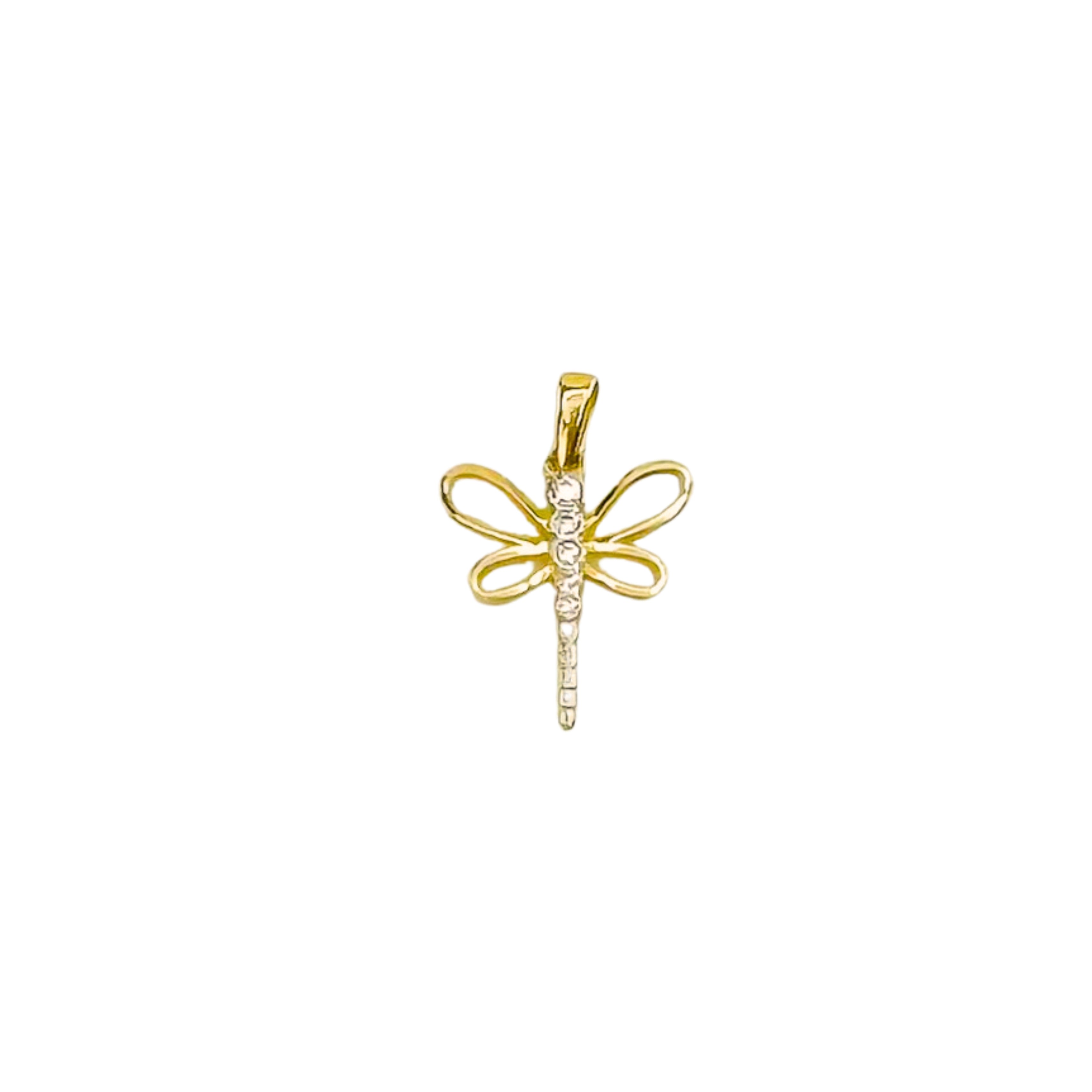 10k Gold Dragonfly Pendant with Zirconia