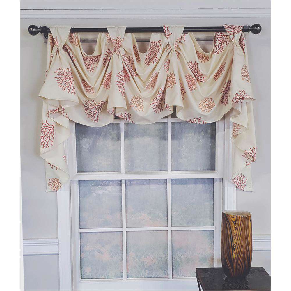 RLF Home Luxurious Modern Design Classic Deep-Sea Victory Swag 3-Scoop Window Valance 50 x 25