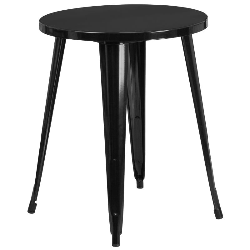CH-51080TH-4-18VRT Flash Furniture Thomas Commercial Grade 24 Round Black Metal Indoor-Outdoor Table Set with 4 Chairs