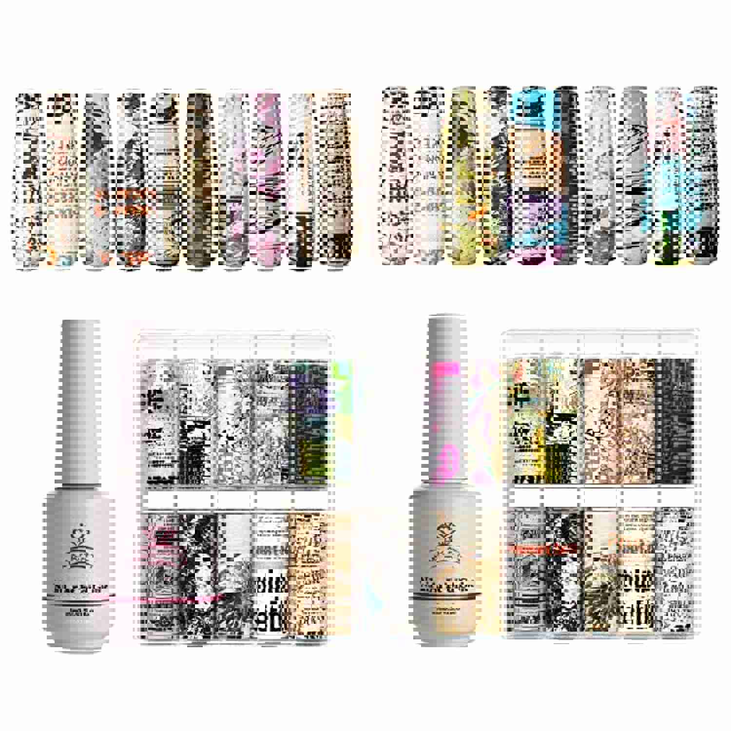 Makartt Nail Foil Nail Art Foil Glue Gel for Foil Stickers Nail Transfer Manicure 15ML Bundle with 10 Sheets Nail Foil Transfer Sticker Kit