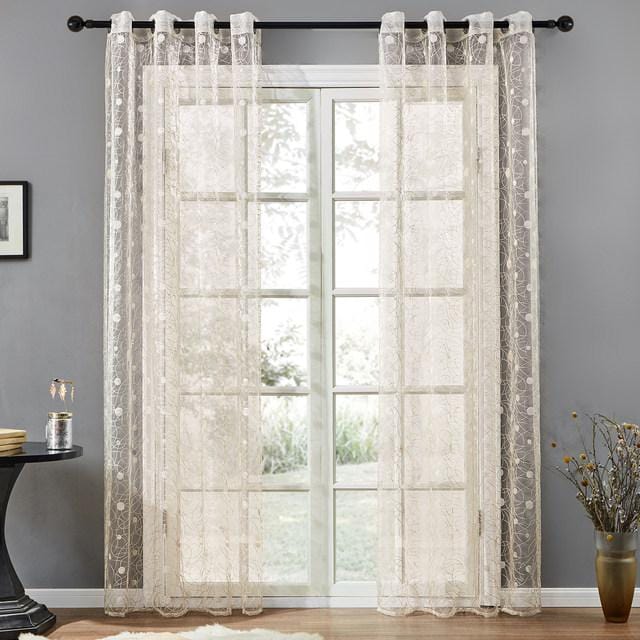 Birds Nest Beige Sheer Curtain
