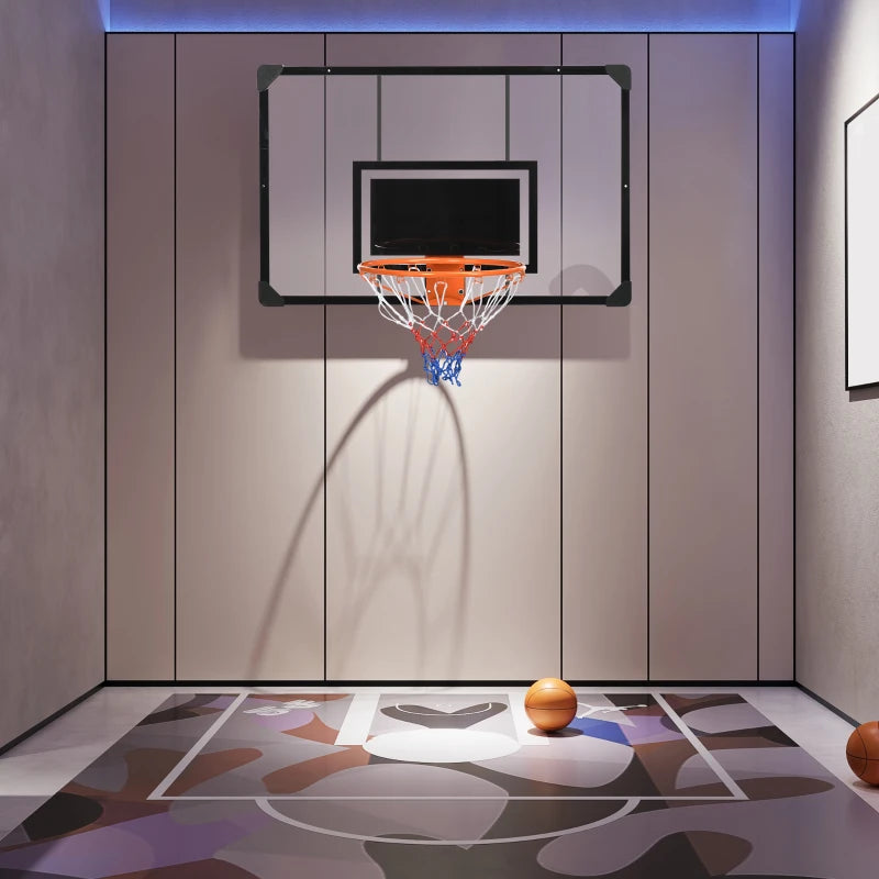 Soozier Wall Mounted Basketball Hoop with Shatterproof Backboard and All-Weather Net