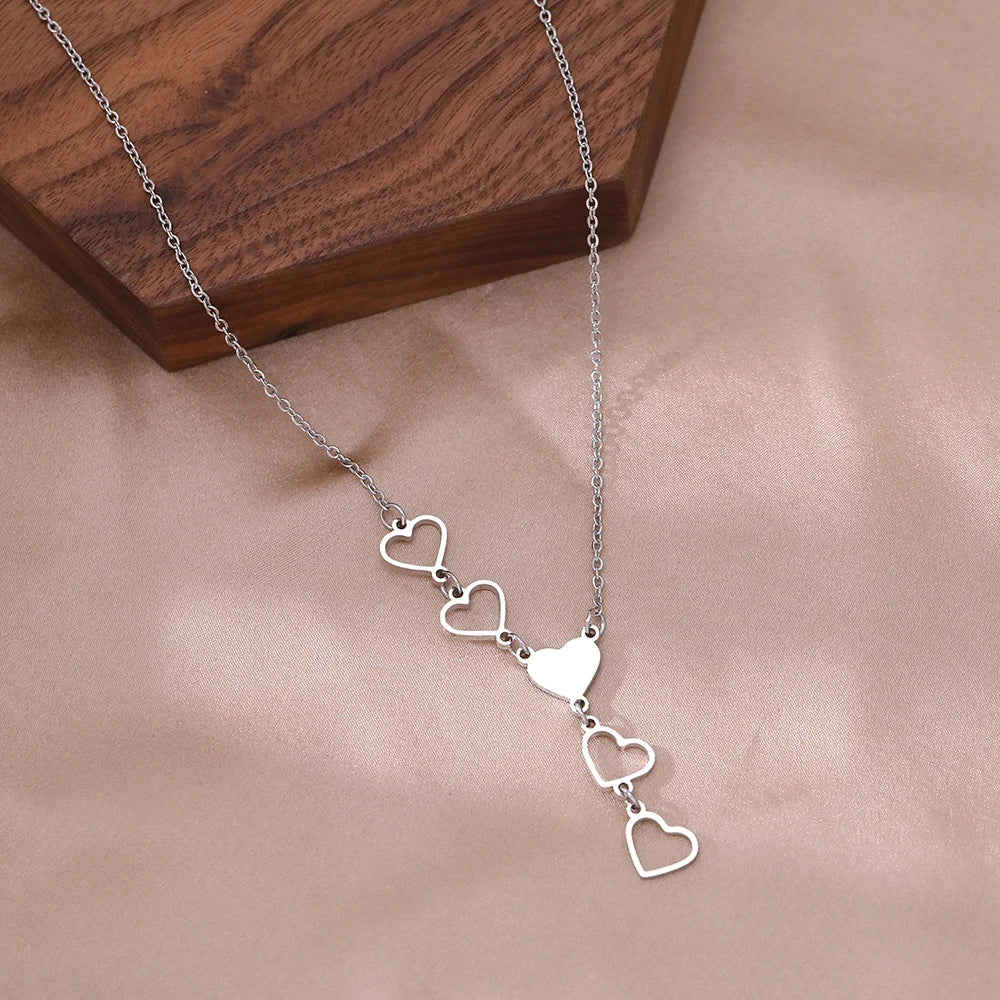 Elegant Stainless Steel Heart Pendant Necklace for Women - Trendy Korean Style Jewelry Gift