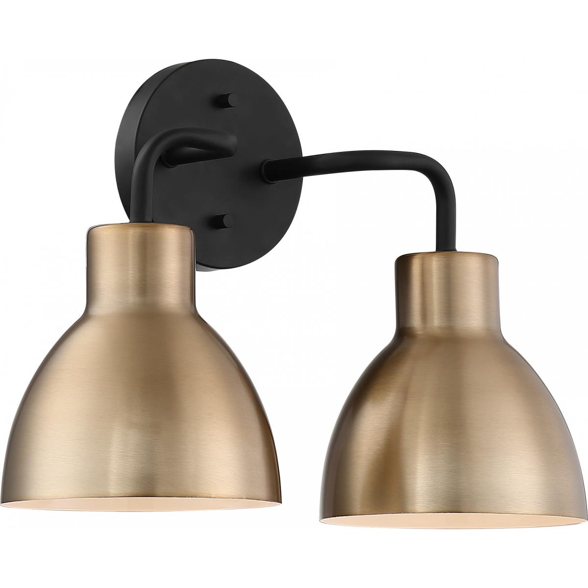 Sloan 2 Light Vanity - Matte Black and Burnished Brass Finish