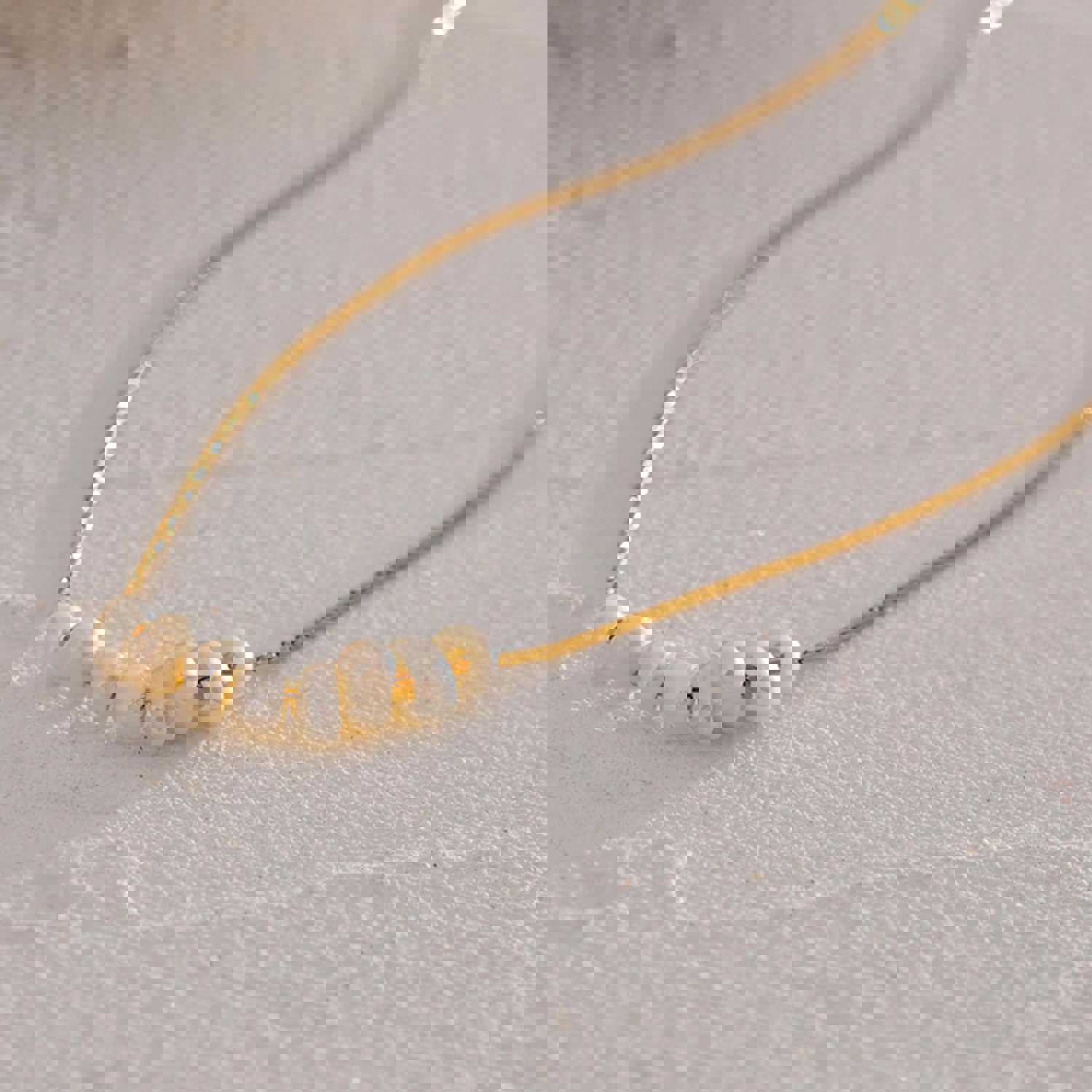 Ella Beaded Natural Pearl Necklace with Stainless Steel Chain