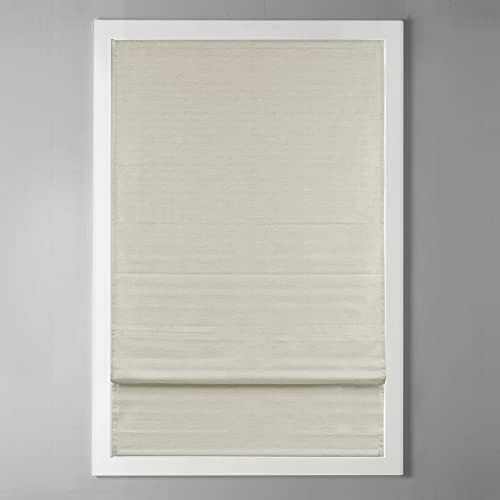Madison Park Como Ivory Cordless Roman Shade - Room Darkening, Energy Efficient Window Treatment