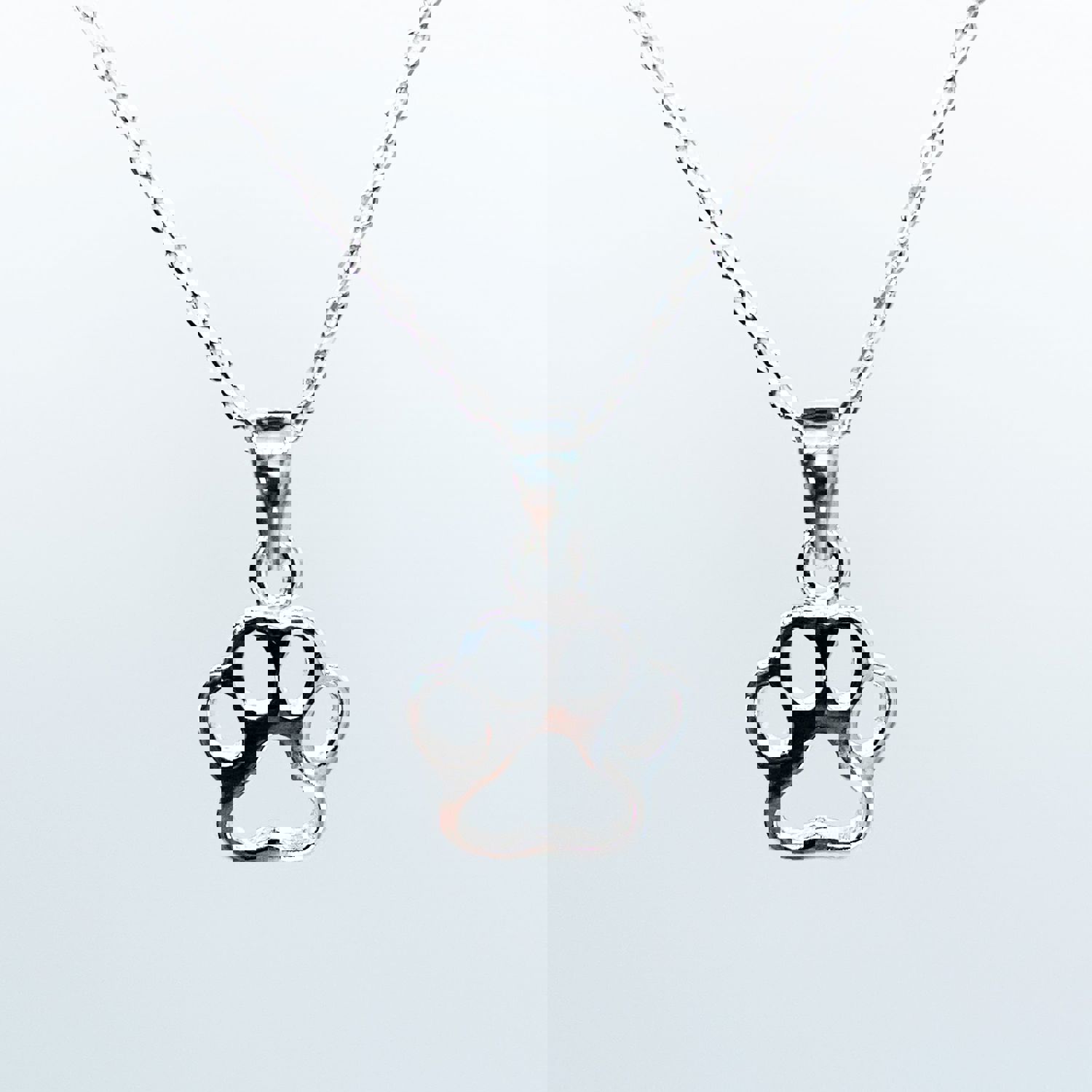 Doggie Hollow Paw Necklace - 925 Sterling Silver Pet Accessory